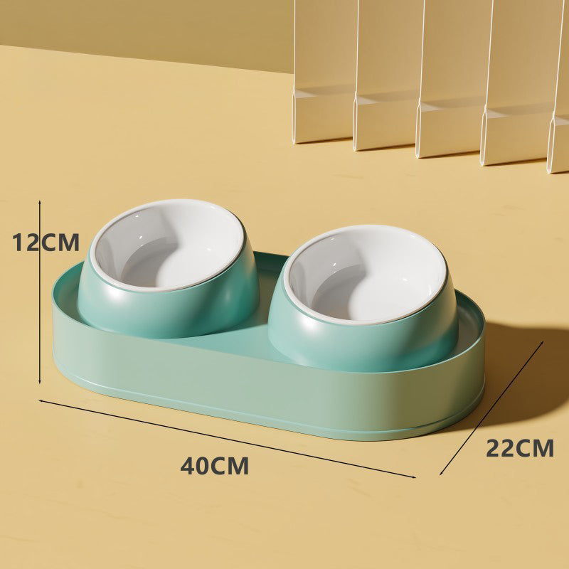 KFX-3716797 Elevated Pet Feeder with Double Bowls for Neck Protection - Non-Slip Design for Cats and Small Dogs