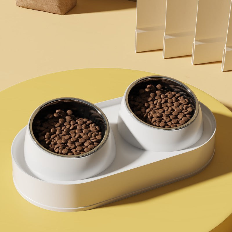 KFX-3716797 Elevated Pet Feeder with Double Bowls for Neck Protection - Non-Slip Design for Cats and Small Dogs