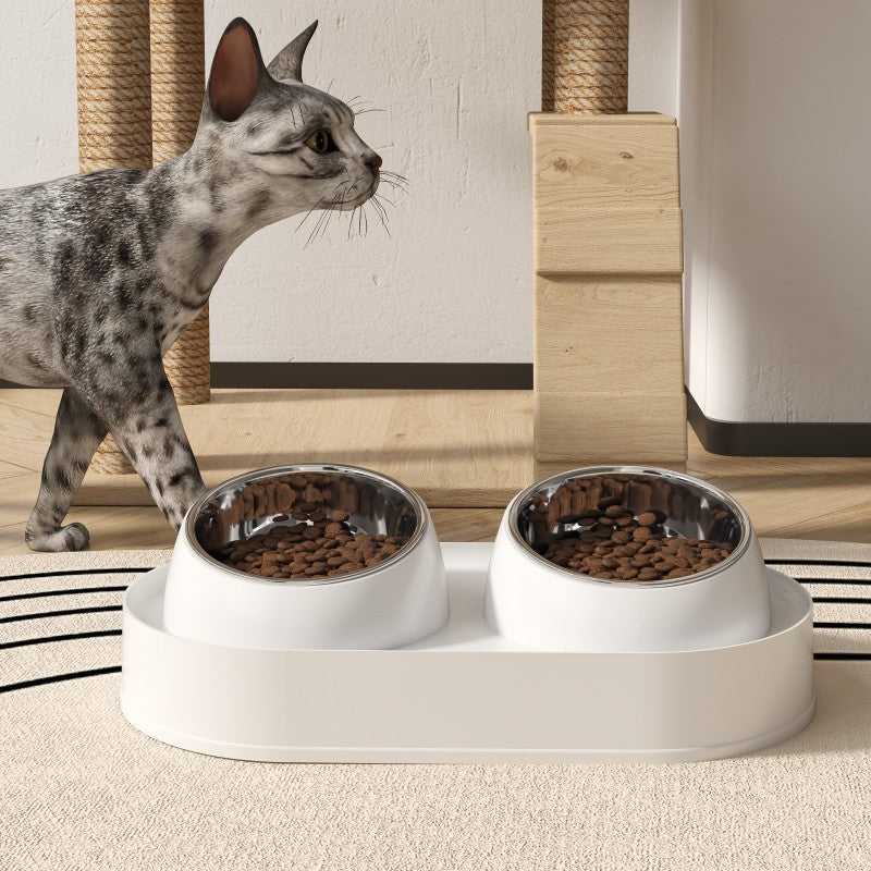 KFX-3716797 Elevated Pet Feeder with Double Bowls for Neck Protection - Non-Slip Design for Cats and Small Dogs