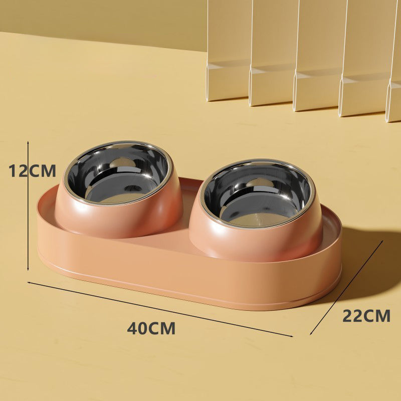KFX-3716797 Elevated Pet Feeder with Double Bowls for Neck Protection - Non-Slip Design for Cats and Small Dogs