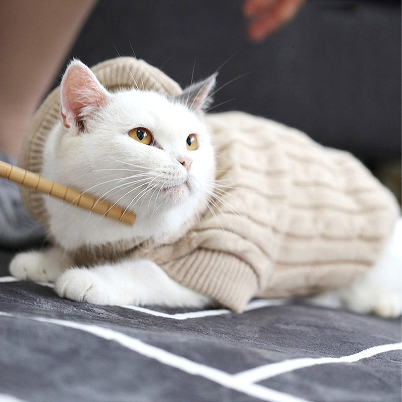 KFX-3717309 Cozy Cotton Sweater for Short-Haired Cats and Dogs - High Collar, Pink, Various Sizes Available