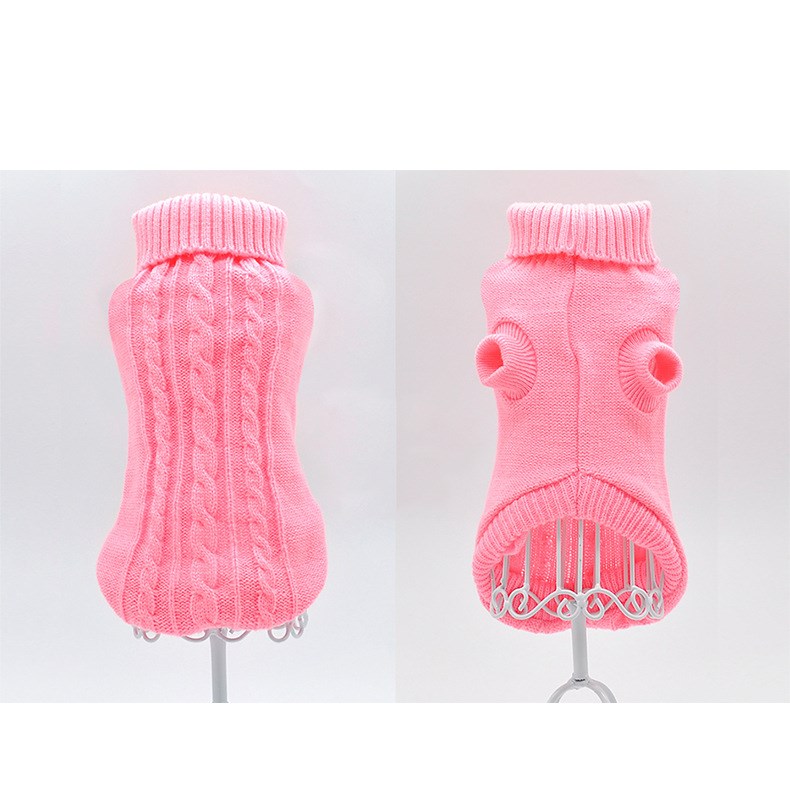 KFX-3717309 Cozy Cotton Sweater for Short-Haired Cats and Dogs - High Collar, Pink, Various Sizes Available