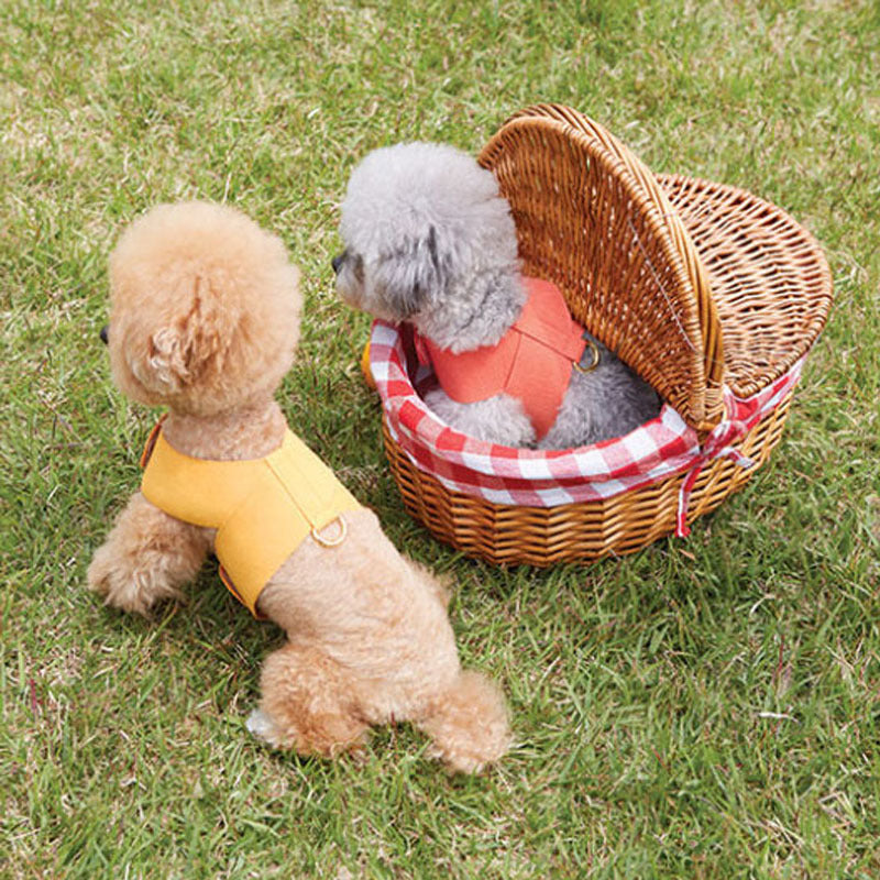 KFX-3718589 Woven Cotton Dog Chest Strap Leash - Adjustable Fit in Red, Yellow, Green, Beige