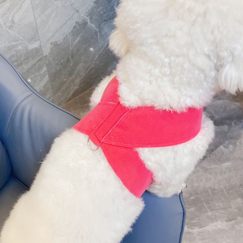 KFX-3718589 Woven Cotton Dog Chest Strap Leash - Adjustable Fit in Red, Yellow, Green, Beige