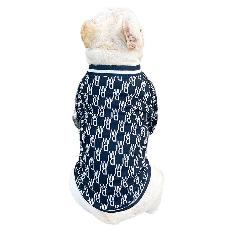 KFX-3718973 Stretchy Zip-Up Dog Jacket for All Sizes - Leisure Pet Clothing in Black and White