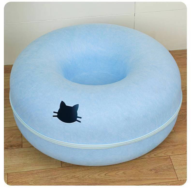 KFX-3719357 Cozy Round Cat Tunnel Nest - Soft Felt Pet Bed for Cats