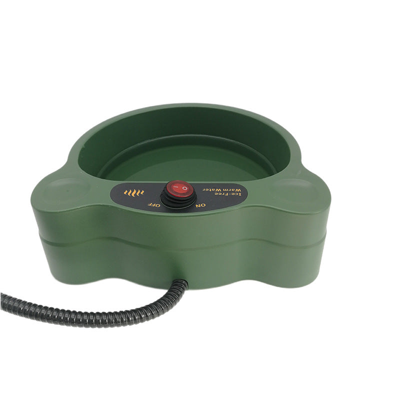 KFX-3719485 Constant Temperature Pet Water Bowl for Cats and Dogs - Durable ABS Plastic, Green, 24x24x12CM