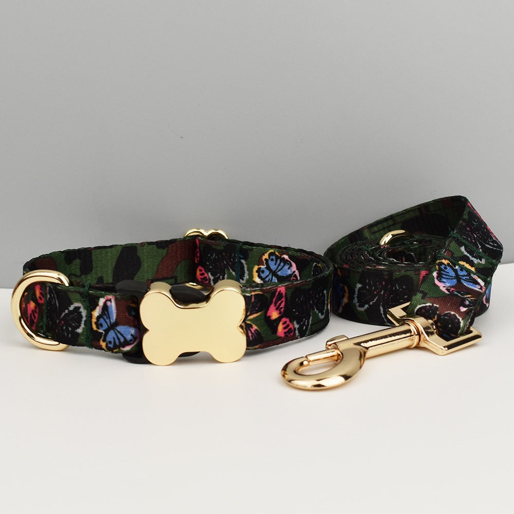 KFX-3720765 Ethnic Style Printed Nylon Pet Collar with Bone Buckle - Various Sizes