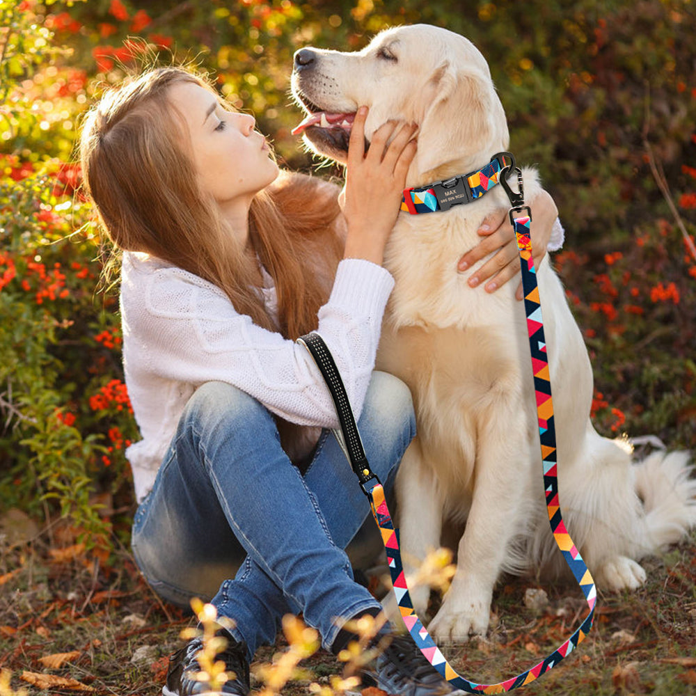 KFX-3721277 Personalized Dog Tag Collars for Small to Medium Dogs - Blue & Orange Options