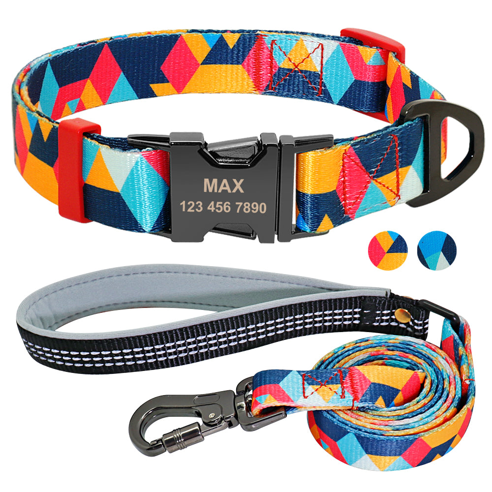 KFX-3721277 Personalized Dog Tag Collars for Small to Medium Dogs - Blue & Orange Options