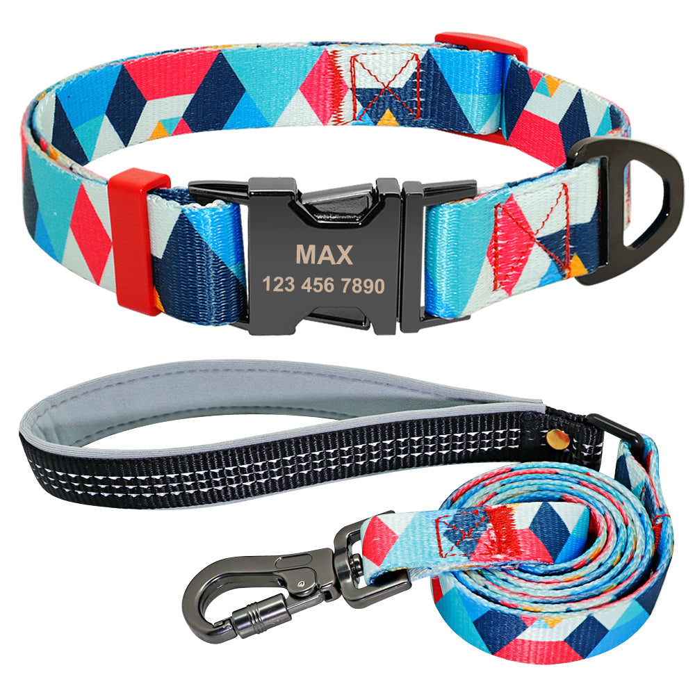 KFX-3721277 Personalized Dog Tag Collars for Small to Medium Dogs - Blue & Orange Options