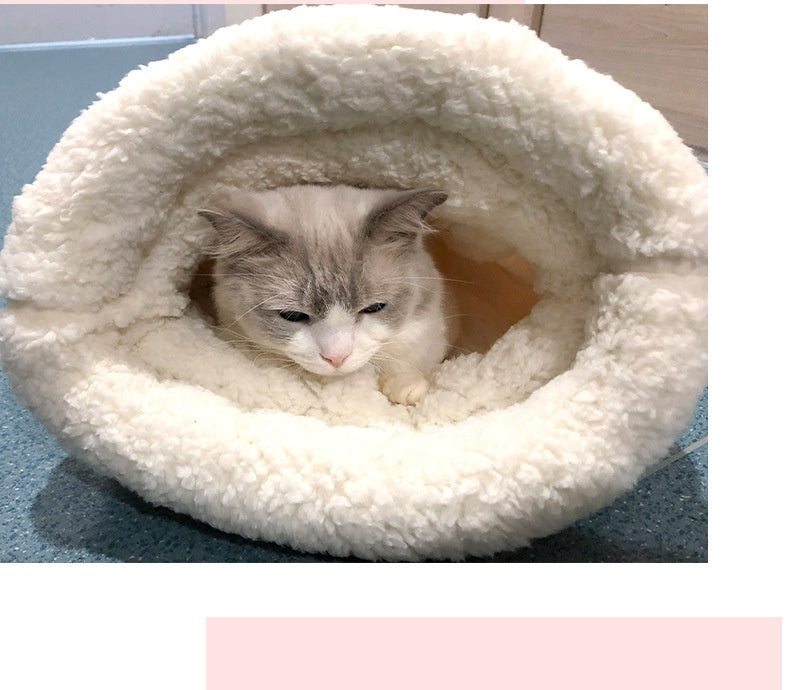 KFX-3723325 Cozy Pocketable Winter Sleeping Bag Cat Nest in Blue Rabbit, Pink Deer, and Yellow Bear Designs