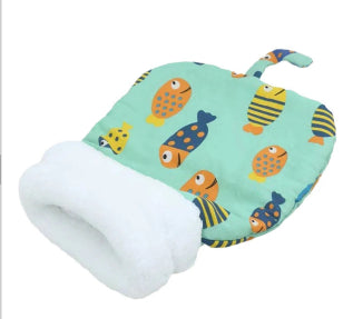 KFX-3723325 Cozy Pocketable Winter Sleeping Bag Cat Nest in Blue Rabbit, Pink Deer, and Yellow Bear Designs