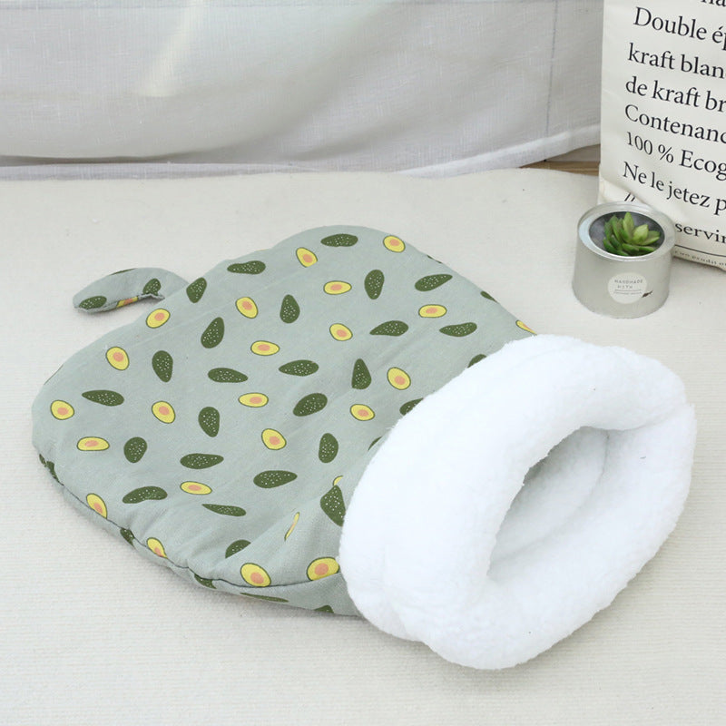KFX-3723325 Cozy Pocketable Winter Sleeping Bag Cat Nest in Blue Rabbit, Pink Deer, and Yellow Bear Designs