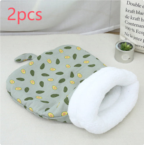 KFX-3723325 Cozy Pocketable Winter Sleeping Bag Cat Nest in Blue Rabbit, Pink Deer, and Yellow Bear Designs