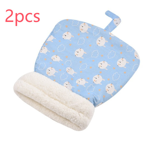 KFX-3723325 Cozy Pocketable Winter Sleeping Bag Cat Nest in Blue Rabbit, Pink Deer, and Yellow Bear Designs