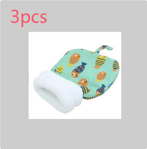 KFX-3723325 Cozy Pocketable Winter Sleeping Bag Cat Nest in Blue Rabbit, Pink Deer, and Yellow Bear Designs
