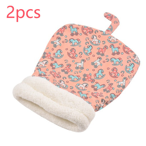 KFX-3723325 Cozy Pocketable Winter Sleeping Bag Cat Nest in Blue Rabbit, Pink Deer, and Yellow Bear Designs