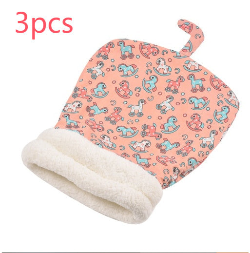 KFX-3723325 Cozy Pocketable Winter Sleeping Bag Cat Nest in Blue Rabbit, Pink Deer, and Yellow Bear Designs