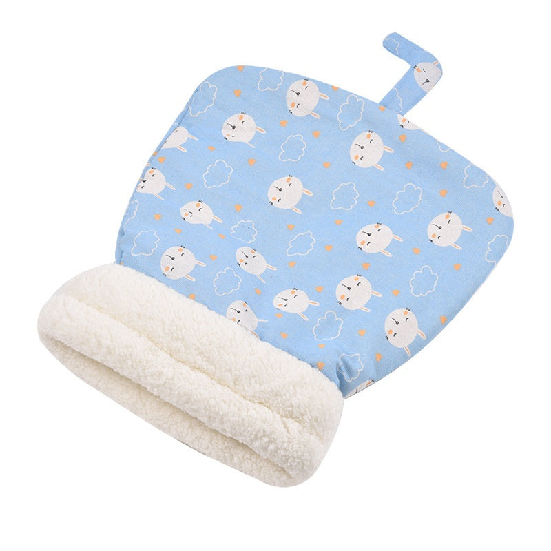 KFX-3723325 Cozy Pocketable Winter Sleeping Bag Cat Nest in Blue Rabbit, Pink Deer, and Yellow Bear Designs