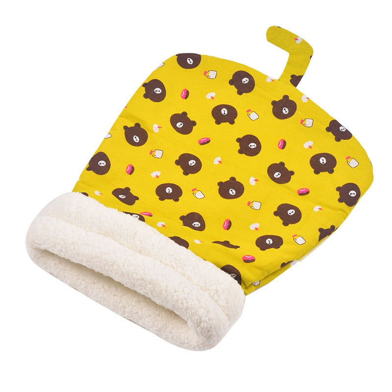 KFX-3723325 Cozy Pocketable Winter Sleeping Bag Cat Nest in Blue Rabbit, Pink Deer, and Yellow Bear Designs