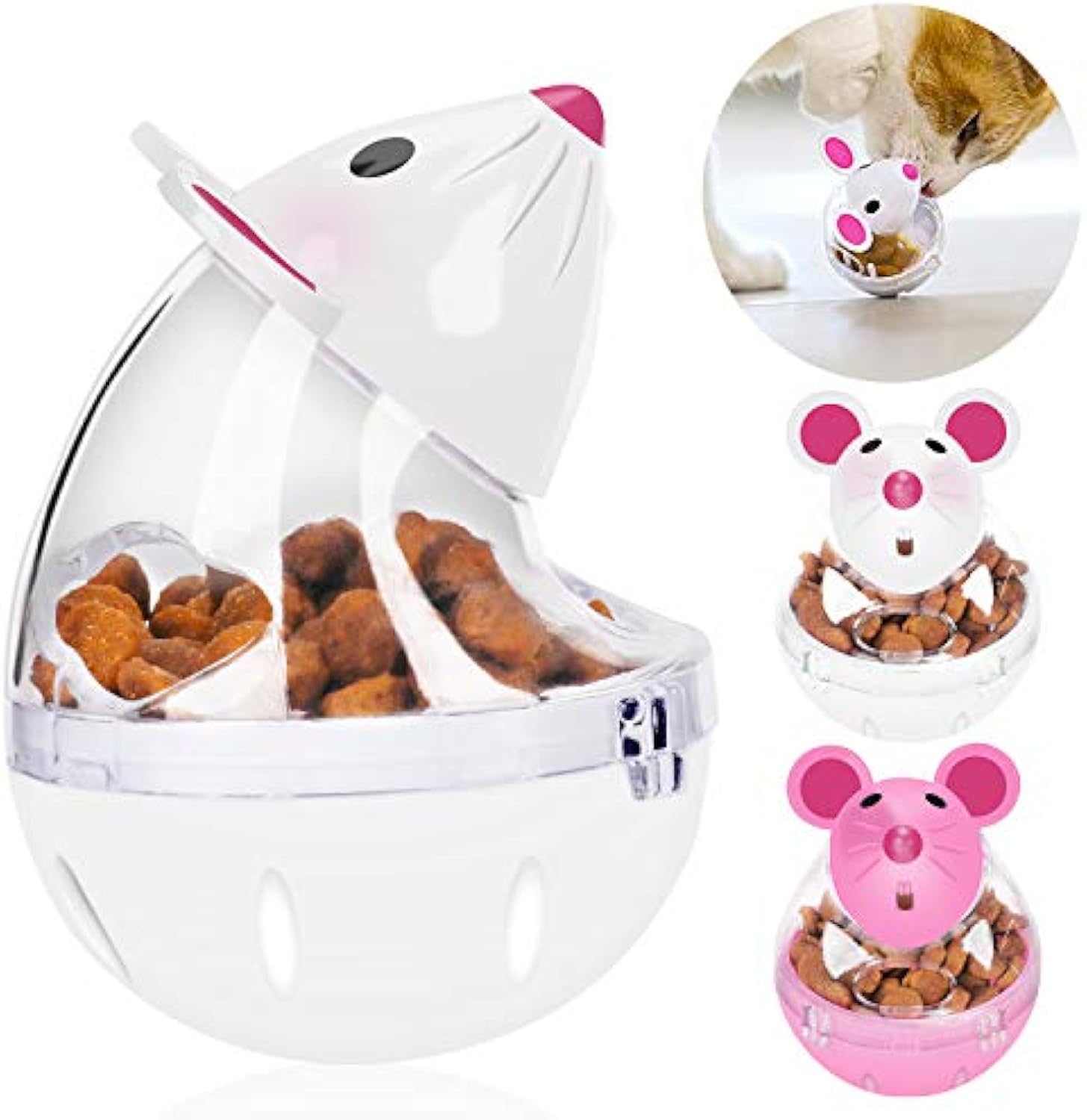 KFX-3723453 Interactive Cat Food Ball Feeder - Slow Feed Tumbler Toy for Treats and Play