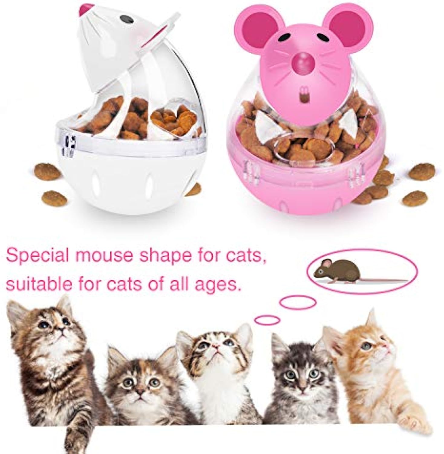 KFX-3723453 Interactive Cat Food Ball Feeder - Slow Feed Tumbler Toy for Treats and Play