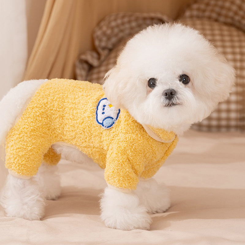 KFX-3723837 Cozy Plush Dog Pajamas One-Piece Suit for Winter Wear and Snuggling