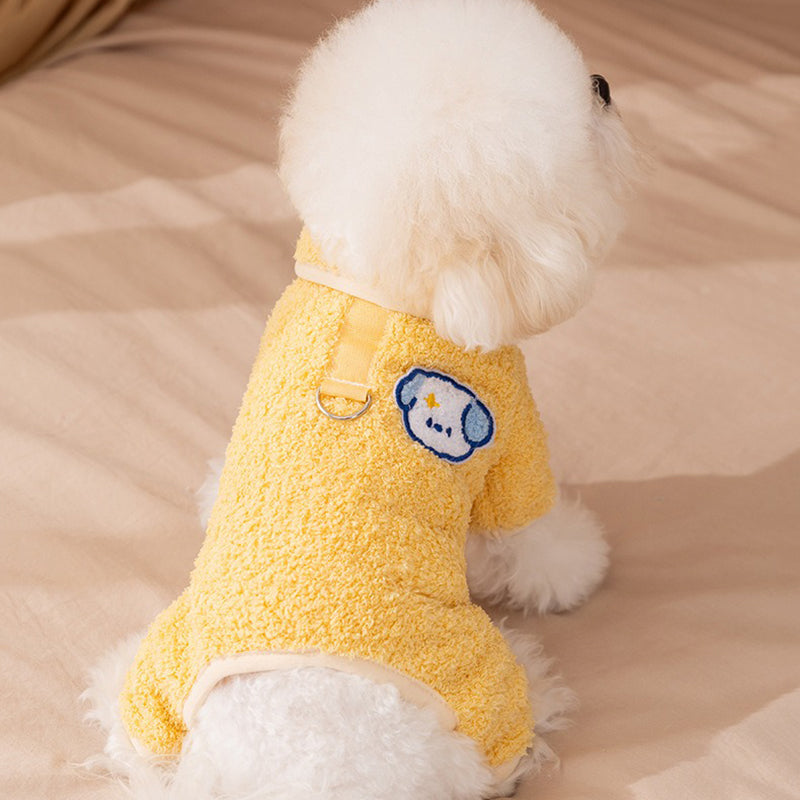 KFX-3723837 Cozy Plush Dog Pajamas One-Piece Suit for Winter Wear and Snuggling
