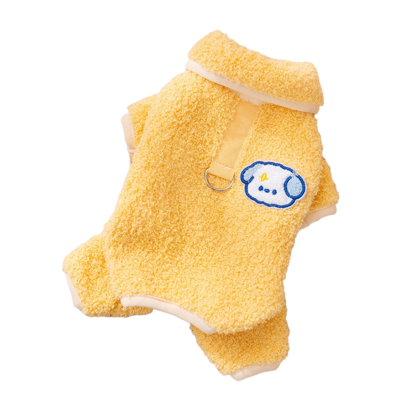 KFX-3723837 Cozy Plush Dog Pajamas One-Piece Suit for Winter Wear and Snuggling