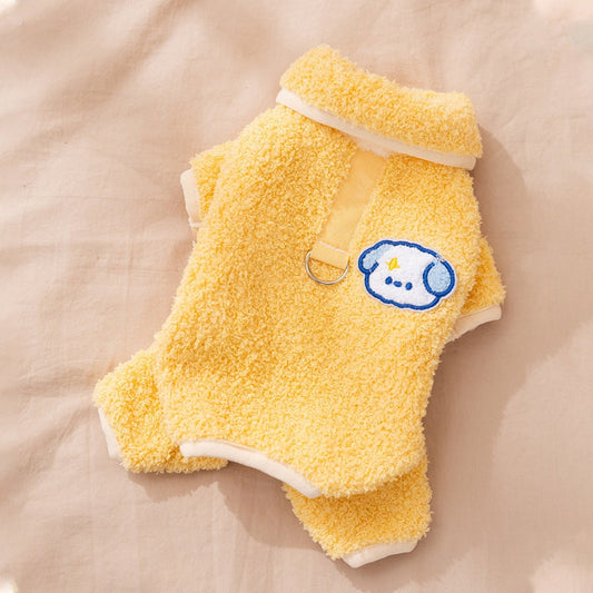 KFX-3723837 Cozy Plush Dog Pajamas One-Piece Suit for Winter Wear and Snuggling