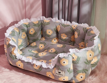 KFX-3725117 Thickened Pet Bed for Medium to Large Dogs and Cats - Four Seasons Design with Blanket Options