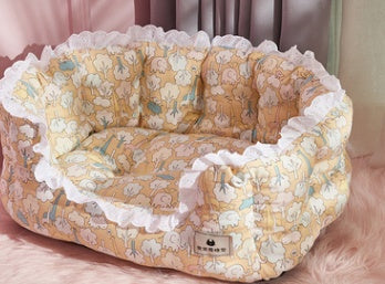 KFX-3725117 Thickened Pet Bed for Medium to Large Dogs and Cats - Four Seasons Design with Blanket Options