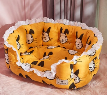 KFX-3725117 Thickened Pet Bed for Medium to Large Dogs and Cats - Four Seasons Design with Blanket Options