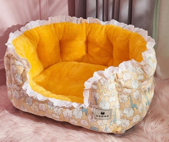 KFX-3725117 Thickened Pet Bed for Medium to Large Dogs and Cats - Four Seasons Design with Blanket Options