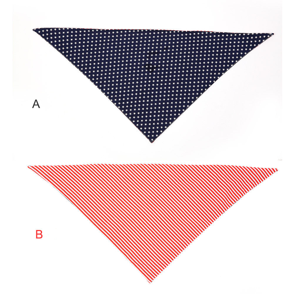 KFX-3725629 American Flag Triangle Pet Scarf Towel - Cotton, Double-Sided, 66x45cm for Medium Dogs