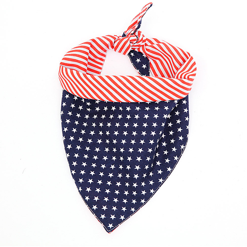 KFX-3725629 American Flag Triangle Pet Scarf Towel - Cotton, Double-Sided, 66x45cm for Medium Dogs