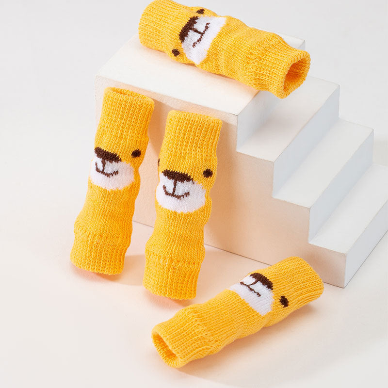 KFX-3726525 Winter Warm Pet Socks - 4-Piece Set for Small Dogs & Puppies, Durable Polyester Leg Covers for Protection Against Cold, Snow, and Dirt