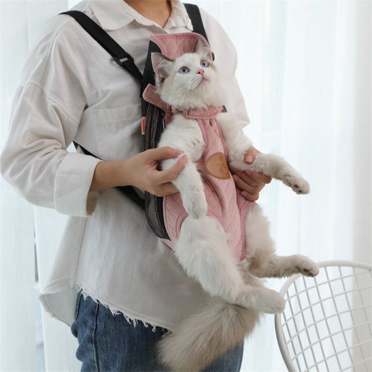 KFX-3727293 Cartoon Patterned Canvas Portable Cat Backpack for Spring Outings - Multiple Sizes Available