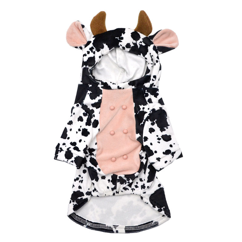 KFX-3729213 Cow Print Velvet Dog Outfit for Small to Large Dogs - Cute and Cozy Pet Clothing