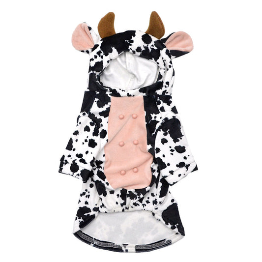 KFX-3729213 Cow Print Velvet Dog Outfit for Small to Large Dogs - Cute and Cozy Pet Clothing