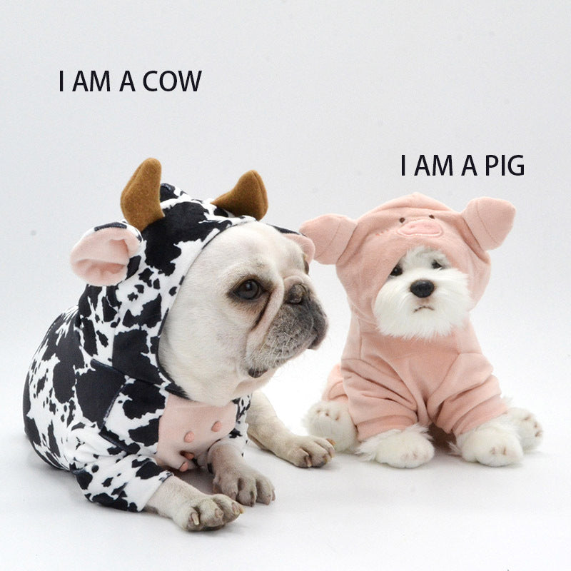 KFX-3729213 Cow Print Velvet Dog Outfit for Small to Large Dogs - Cute and Cozy Pet Clothing