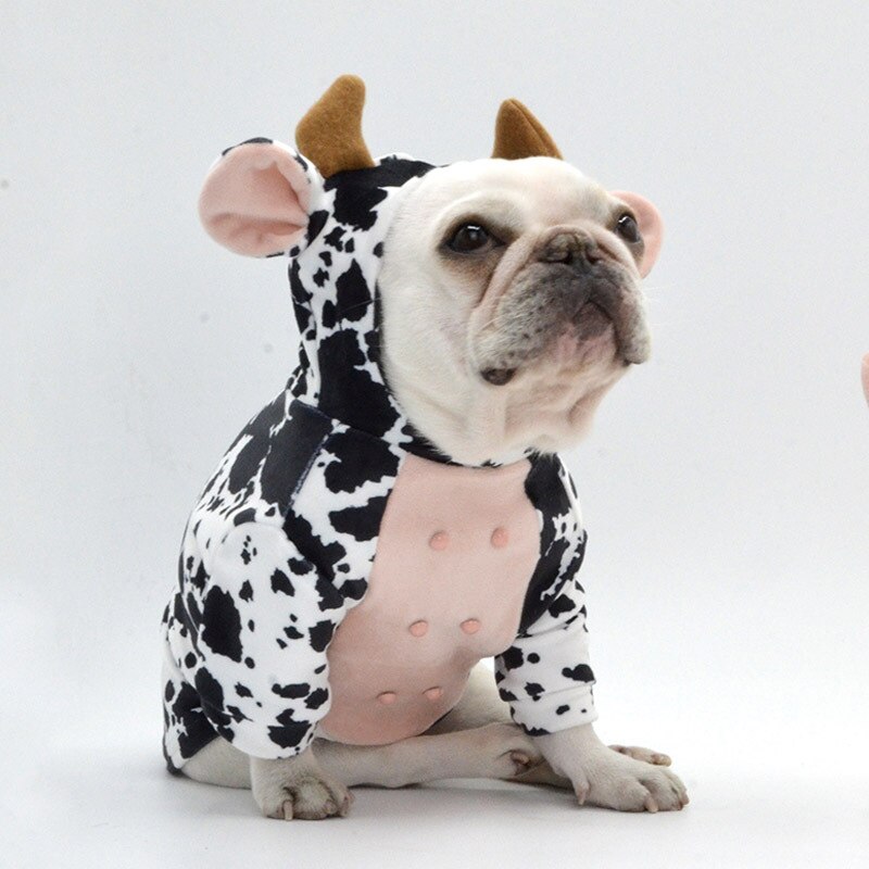KFX-3729213 Cow Print Velvet Dog Outfit for Small to Large Dogs - Cute and Cozy Pet Clothing