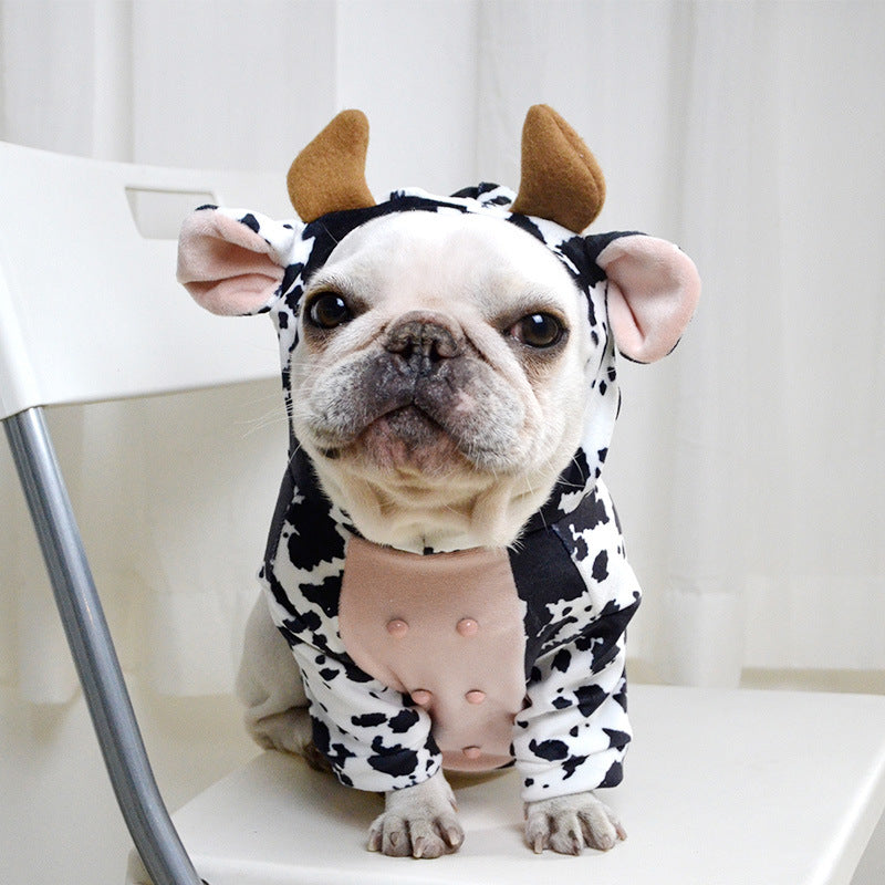 KFX-3729213 Cow Print Velvet Dog Outfit for Small to Large Dogs - Cute and Cozy Pet Clothing