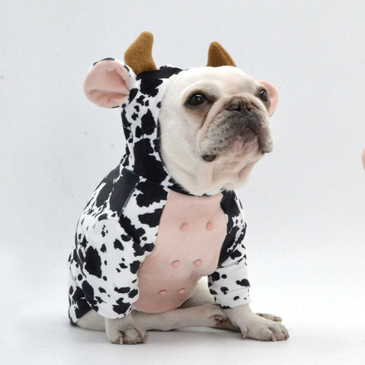KFX-3729213 Cow Print Velvet Dog Outfit for Small to Large Dogs - Cute and Cozy Pet Clothing