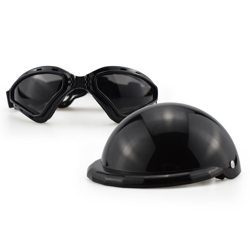 KFX-3729853 Pet Safety Helmet with Sunglasses Set for Dogs and Cats - Casual Monochrome Design