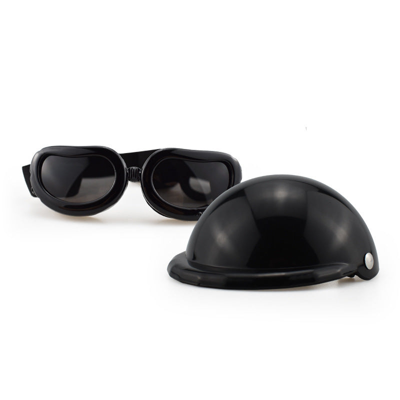 KFX-3729853 Pet Safety Helmet with Sunglasses Set for Dogs and Cats - Casual Monochrome Design