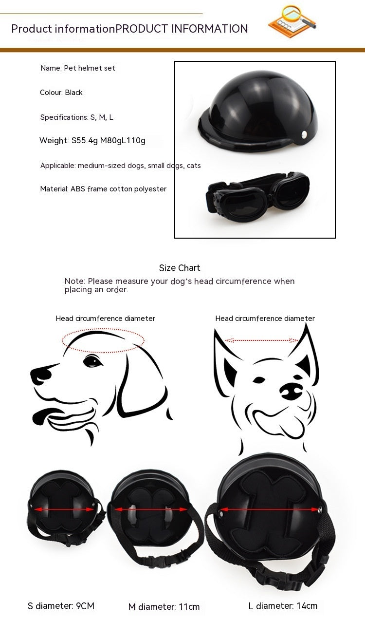 KFX-3729853 Pet Safety Helmet with Sunglasses Set for Dogs and Cats - Casual Monochrome Design