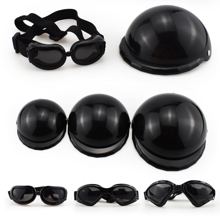 KFX-3729853 Pet Safety Helmet with Sunglasses Set for Dogs and Cats - Casual Monochrome Design