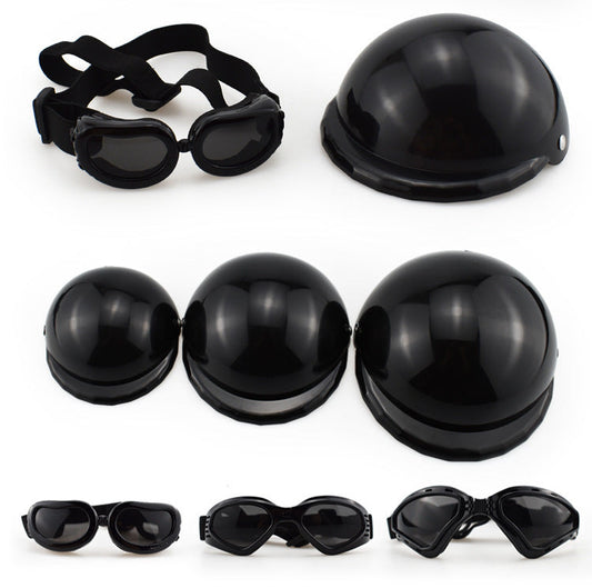 KFX-3729853 Pet Safety Helmet with Sunglasses Set for Dogs and Cats - Casual Monochrome Design